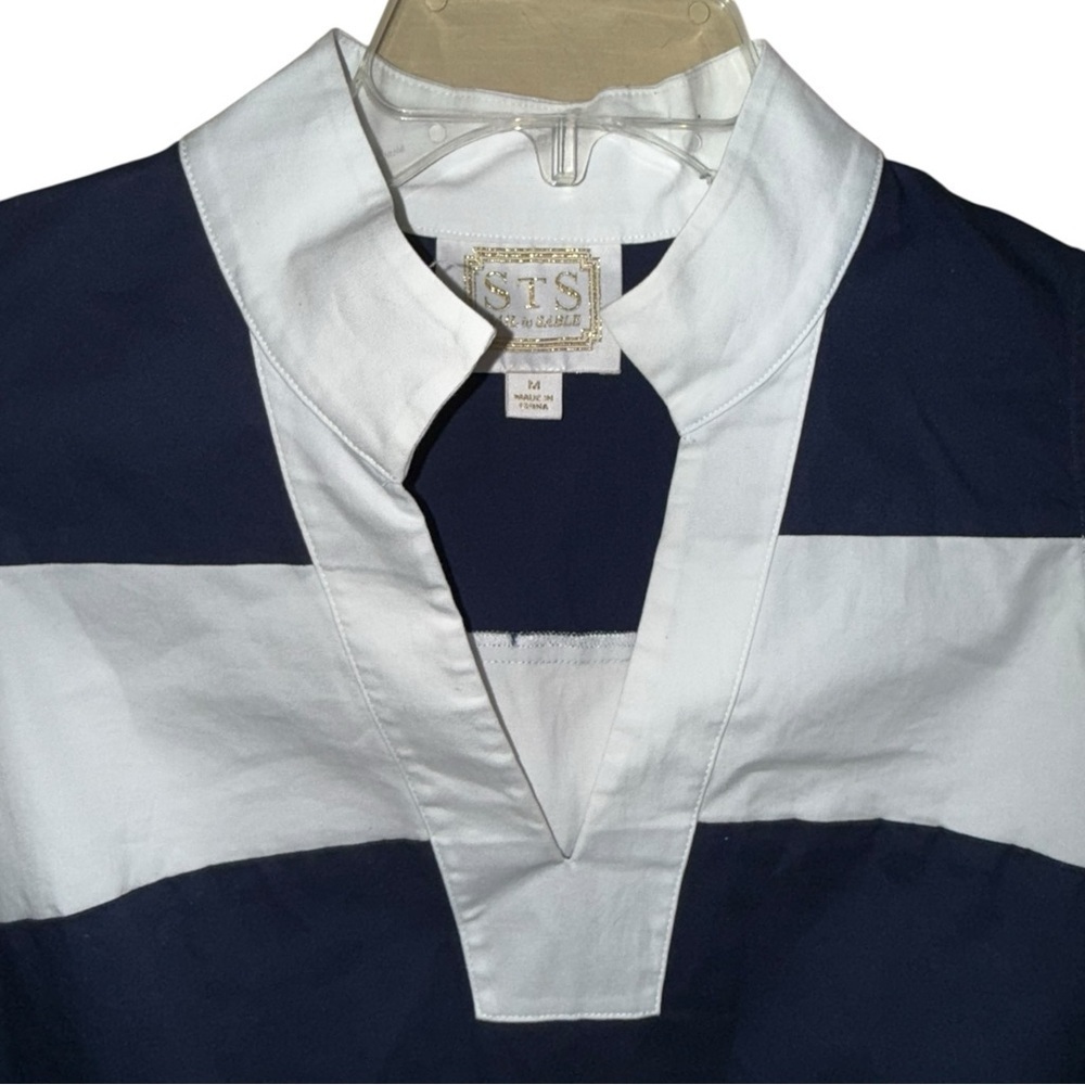 ▶️ SAIL TO SABLE ◀️ Navy & White Stripes Sheath Dress Size Medium - Picture 4 of 10